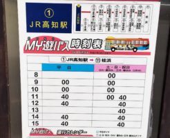 MY遊バスの時刻表（高知駅発）の写真